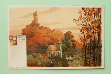 Ansichtskarte Litho AK Falkenstein i Taunus 1900-1910 Burg Kirche Aquarell W Lauter Architektur Ortsansicht Hessen